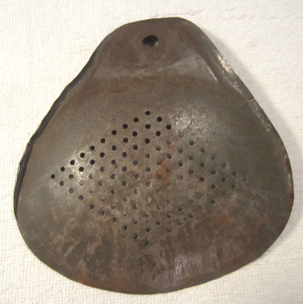 Antique Tin Milk Cream Strainer Circa 1920 W/ Diamond Pattern Holes