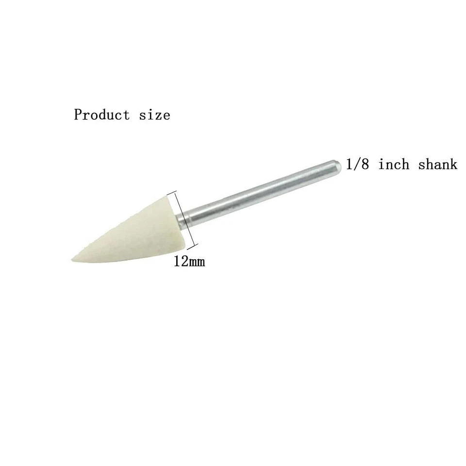 𝐋𝐮𝐨 𝐤𝐞 12mm Wool Felt Polishing Bits, 1/8'' Shank Cone Shape Wool