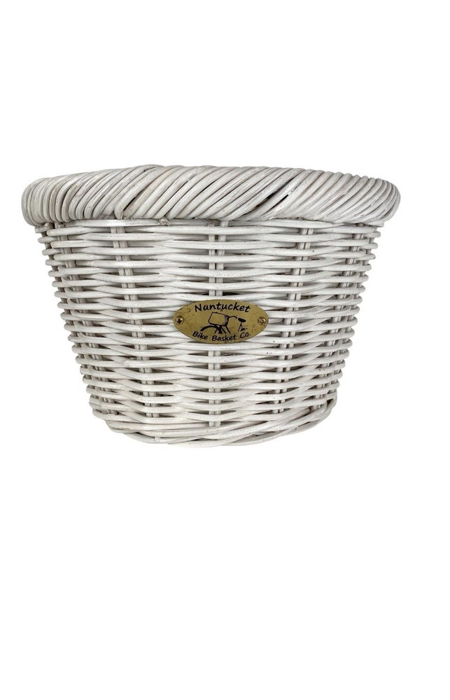 Nantucket White Wicker Bicycle Basket