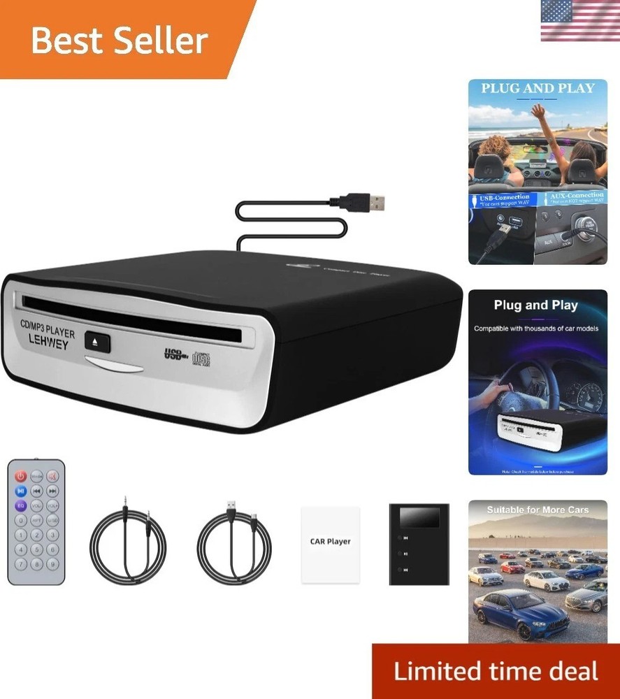 Portable USB CD Player for Car: Remote Control & Multi-Device Capability