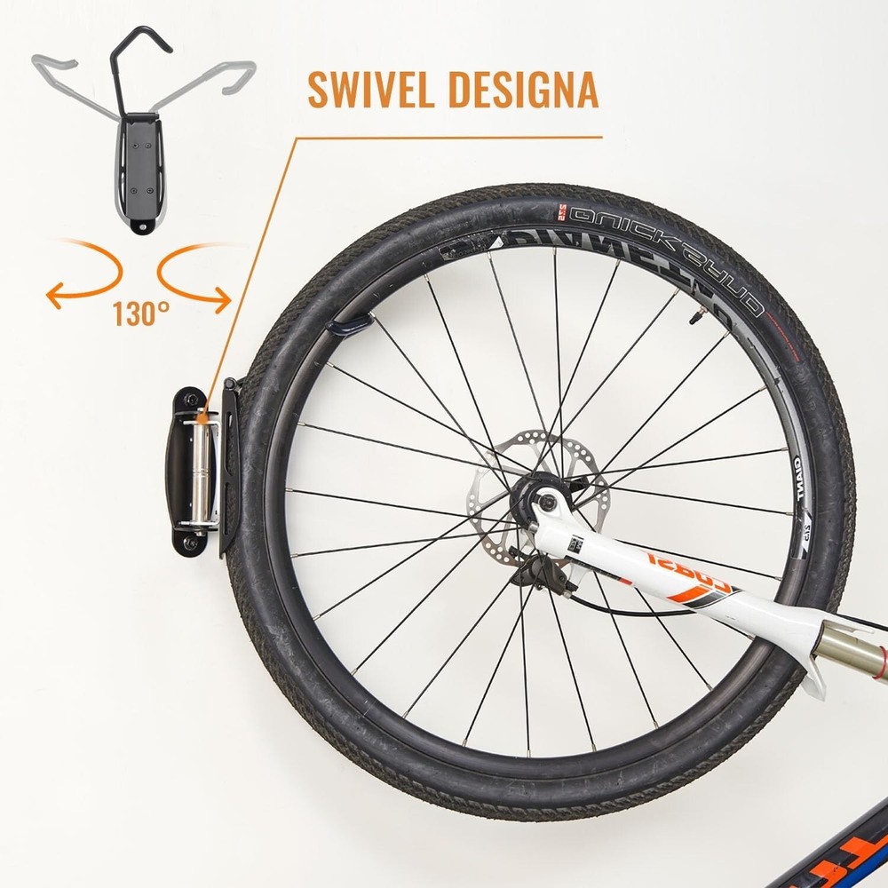 Wallmaster Swivel Double Bearing Design Bike Rack, Wall Mount Bicycles 2-Pack