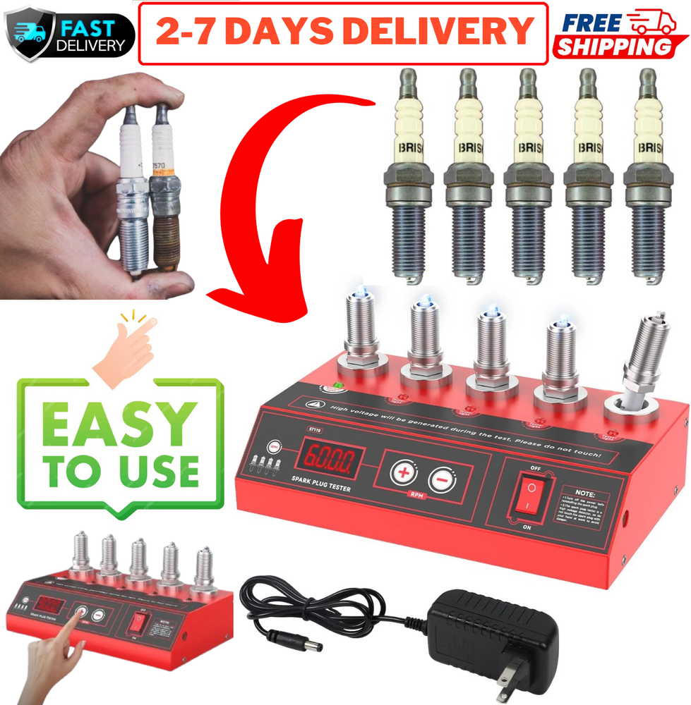 Car Spark Plug Tester Analyzer Ignition Coil Test Detect 5Socket Diagnostic Tool