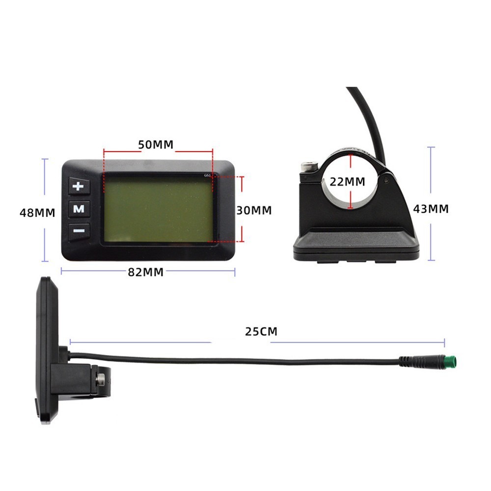 LCD Display for E Bikes 5 Pins Connection for 24V 36V 48V Compatibility