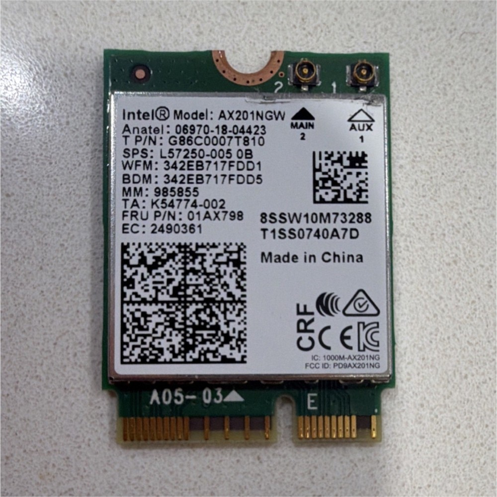 Intel AX201NGW Mini PCI Express Wireless Network Card 1000 Mbps