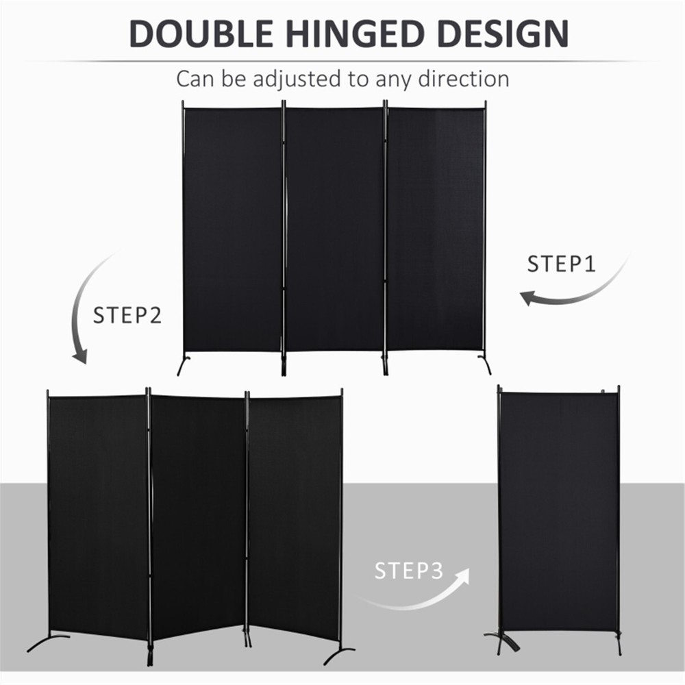 Privacy Screen Connected with Dual Directional Hinges Black