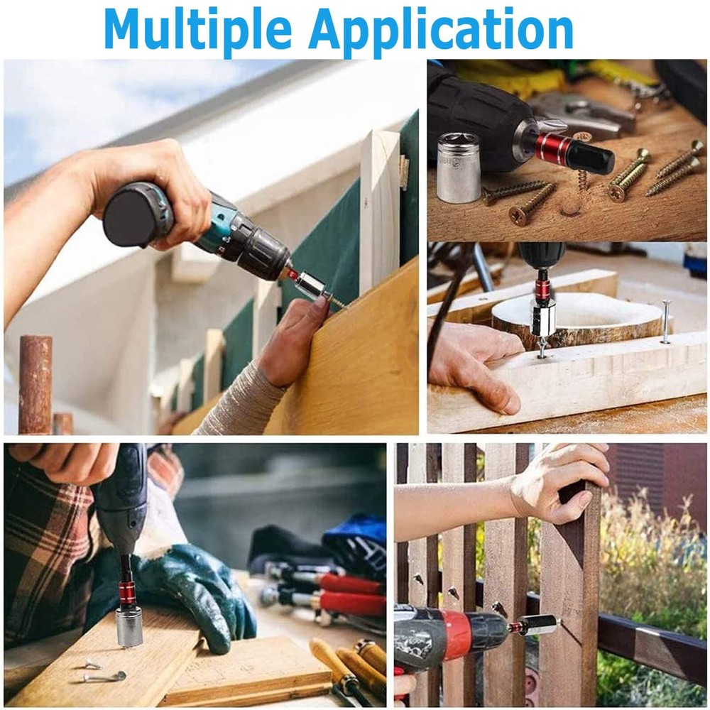 6Pc Magnetic Extension Socket Drill Bit Holder Screwdriver 1/4" Hex Shank Quick