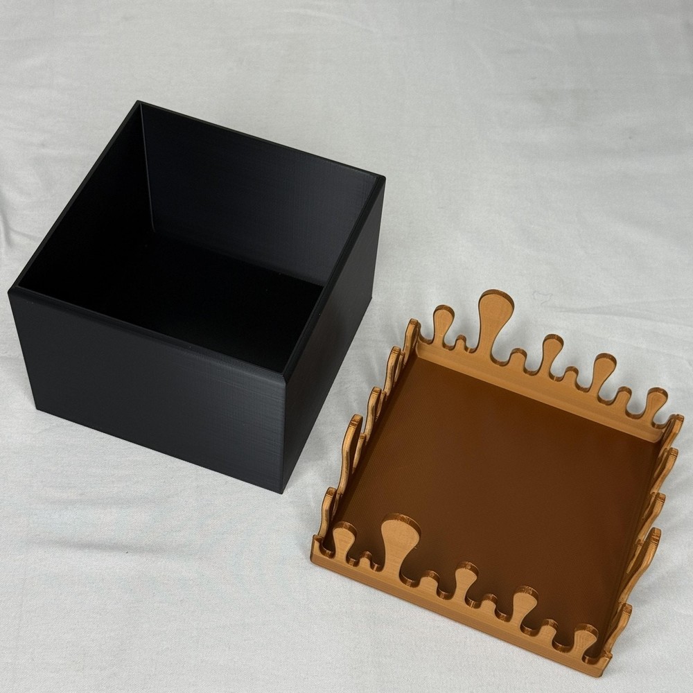 Dripping Lid Black Cube Storage Plastic Box Decorative Display Keepsake Bronze