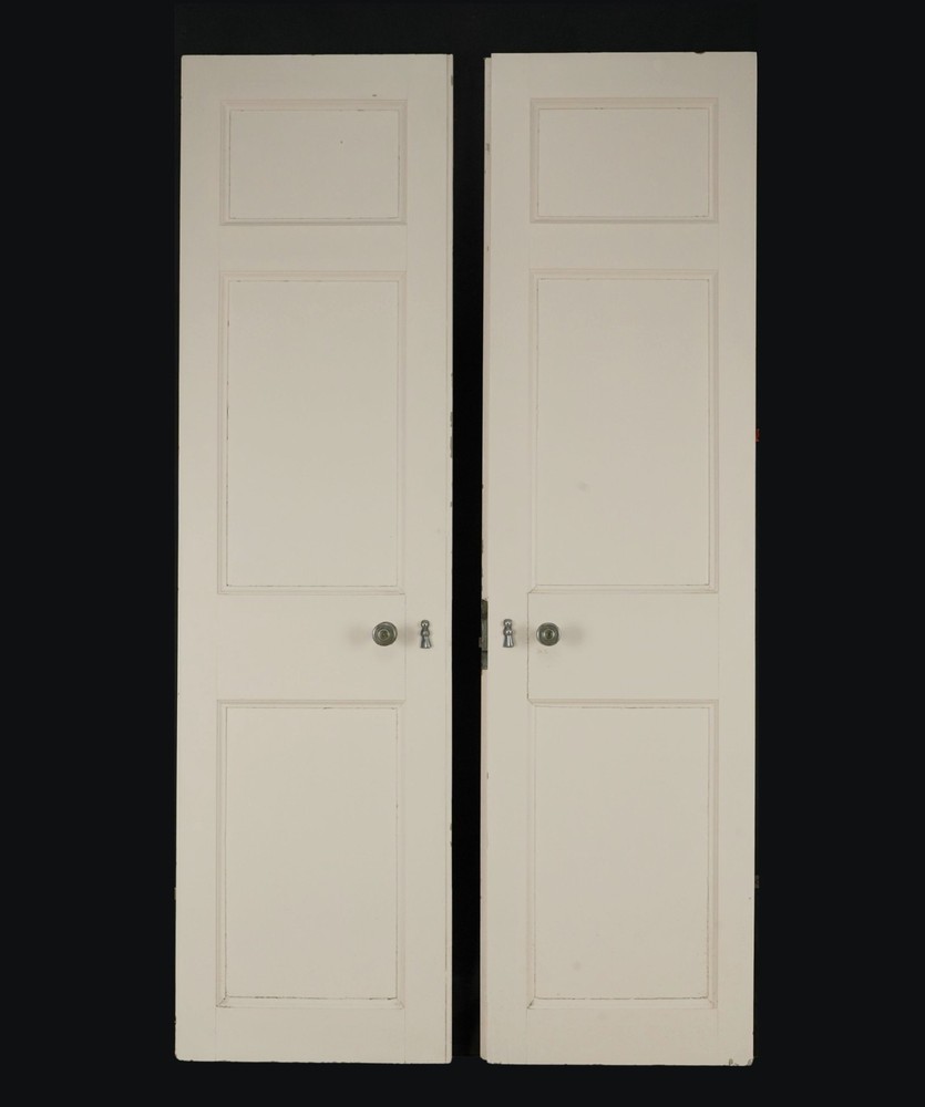 Vintage Three Panel White Passage Double Doors 76.375 x 41.625 in.
