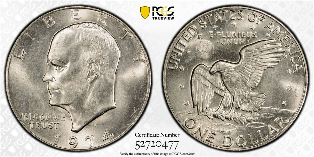 1974-D Clad Eisenhower Ike Dollar $1 PCGS MS65
