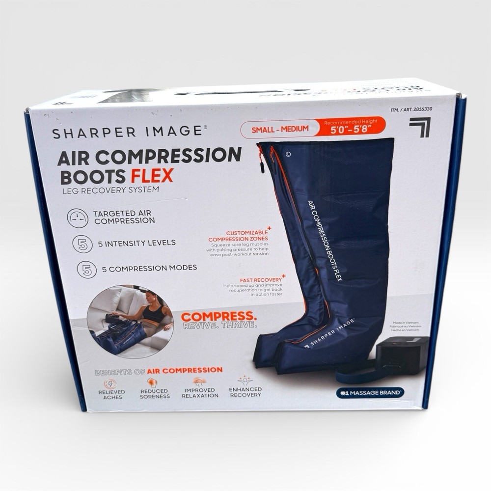 Sharper Image Air Compression Boots Flex Leg Recovery System Small/Medium Blue
