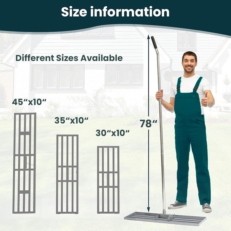 Lawn Leveling Rake 72inch Ergonomic Handle Garden Tool Smooth Surface Completion
