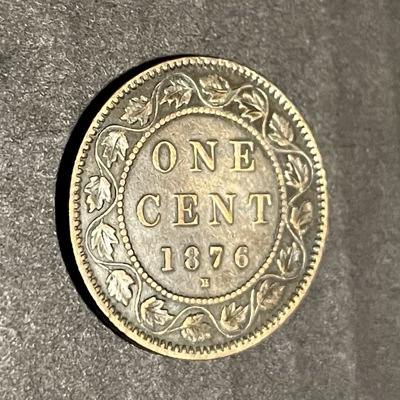 1876-H Canada One Cent Nice Original RD / BN Uncirculated Luster KM-7