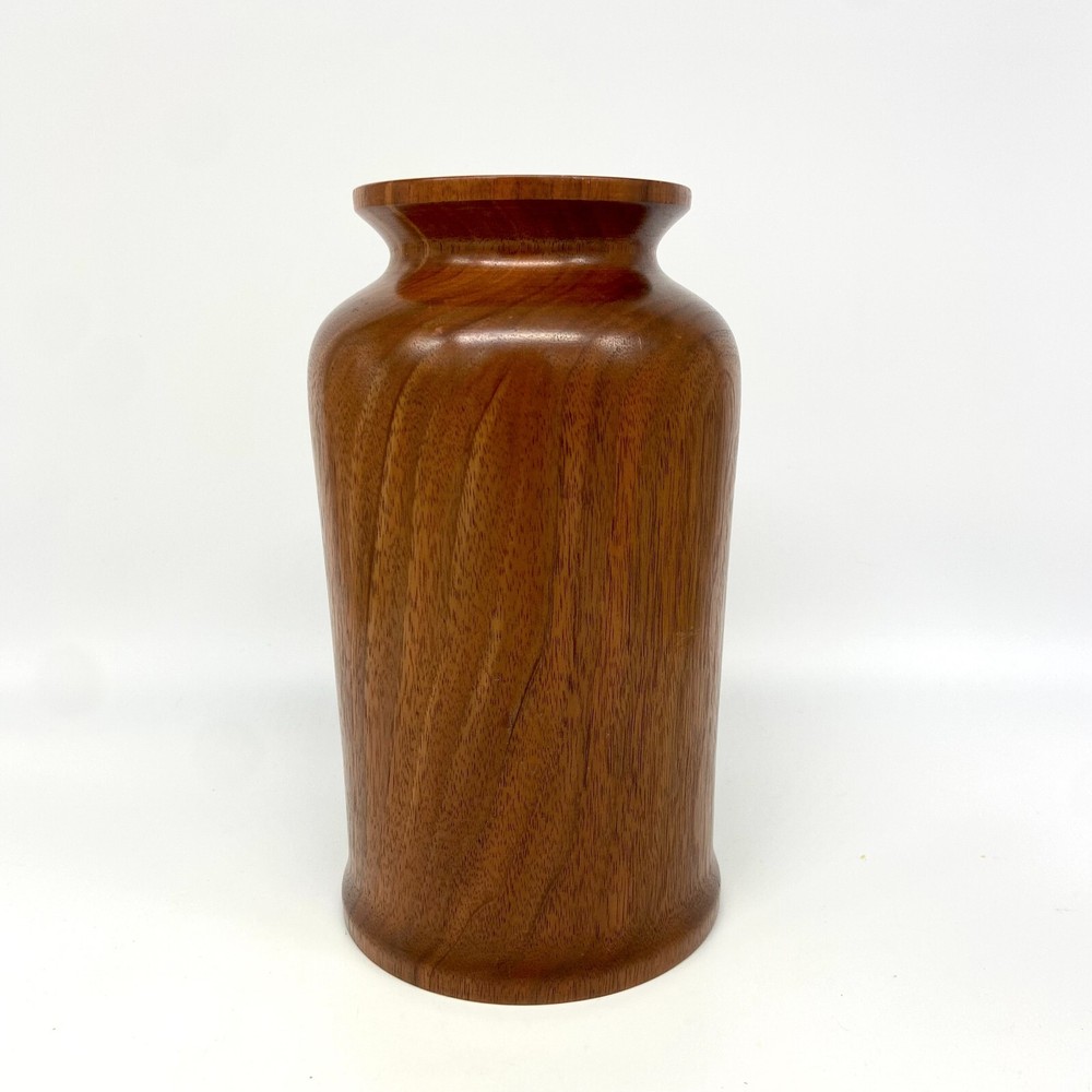 Handmade Turned Walnut Wood Vase Signed