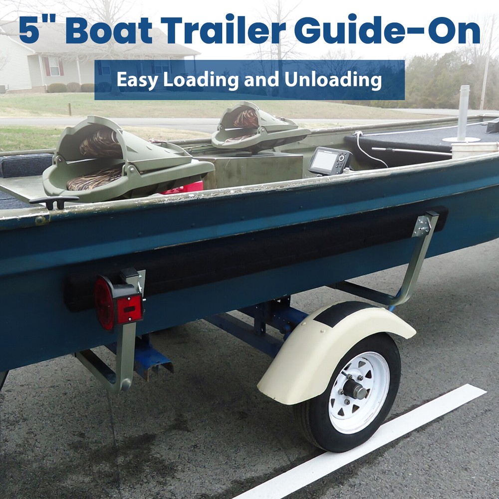 Boat Trailer Bunk Board Guide-On 5' Feet Rail Makes Loading Boat w/Brackets Kit