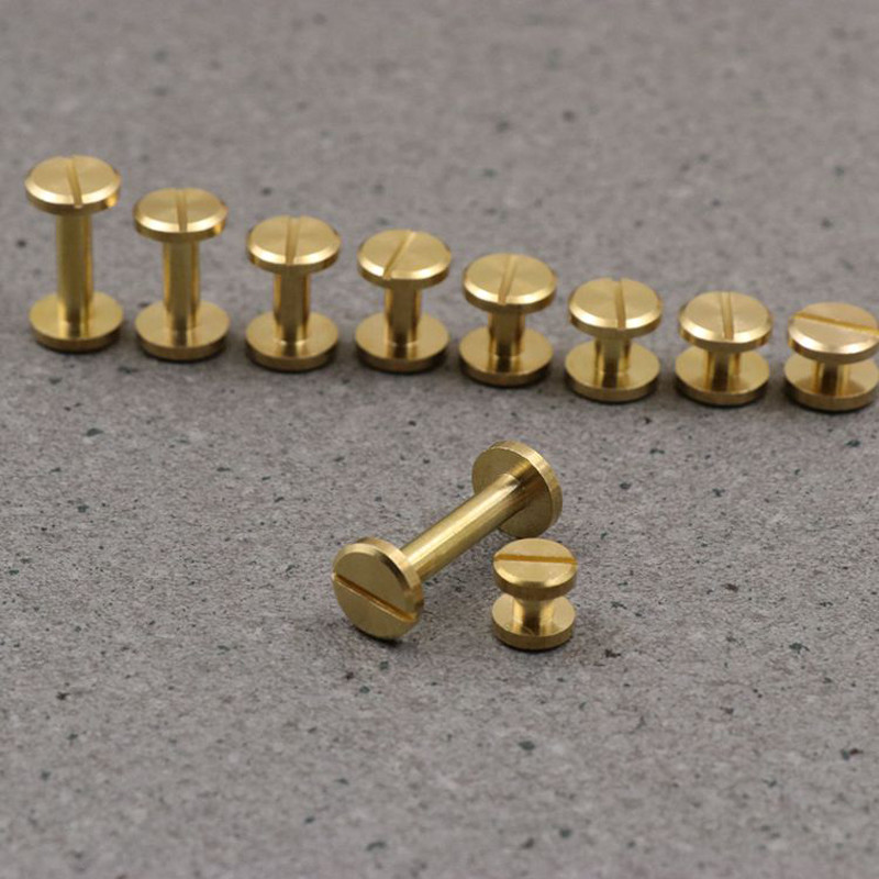 4-20mm Nail Brass Solid Rivets Stud Head Flat Belt Screw Leather Craft 59 Brass