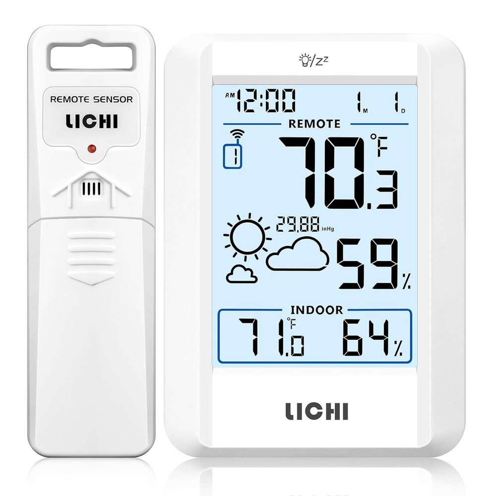 Indoor/Outdoor Thermometer Battery-powered Backlit display