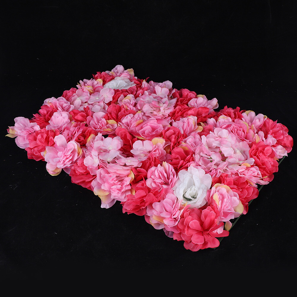 12Pcs Artificial Silk Flower Hydrangea Wall Panel Pink Rose Panels Floral Mat