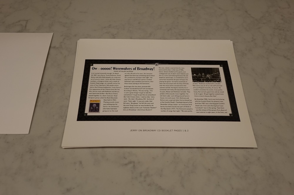 Jerry Garcia - Jerry On Broadway - Artwork Proofs from CD Production Process!!!