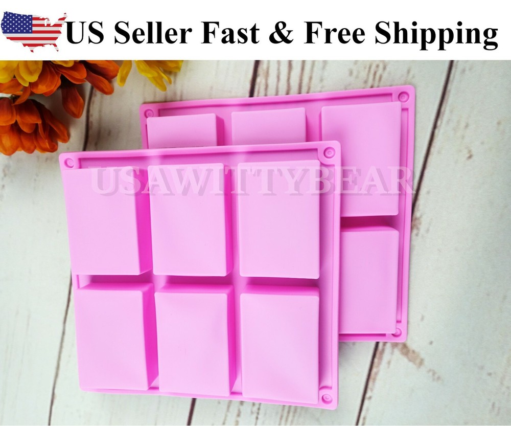 2 Set Rectangle Silicone Soap Making Molds Baking DIY Mold For Cake Bakeware