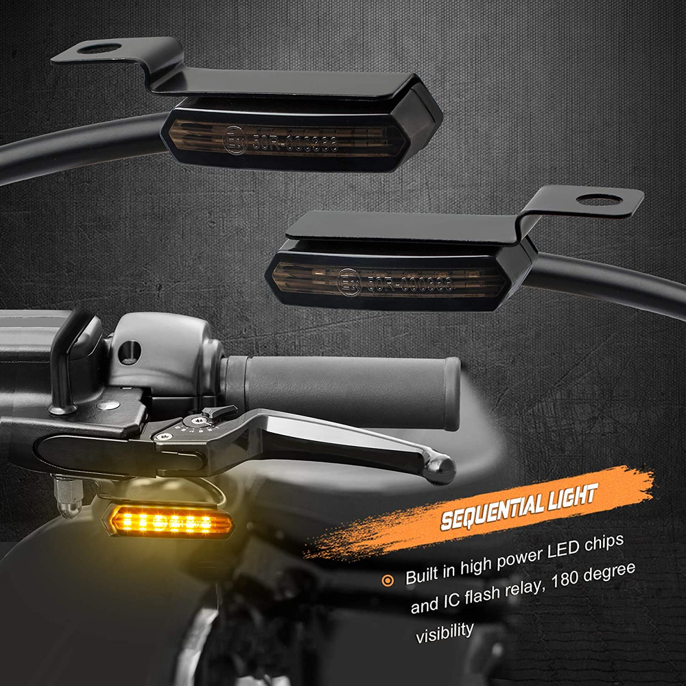 LED Motorcycle Handlebar Turn Signals Sequential Front Blinkers Running Lights
