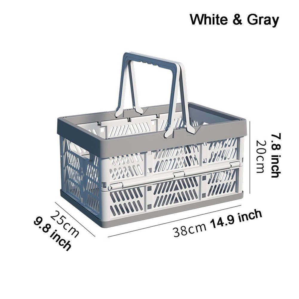 VIGAER 20L Plastic Collapsible Storage Crate - Foldable Handle M, Grey