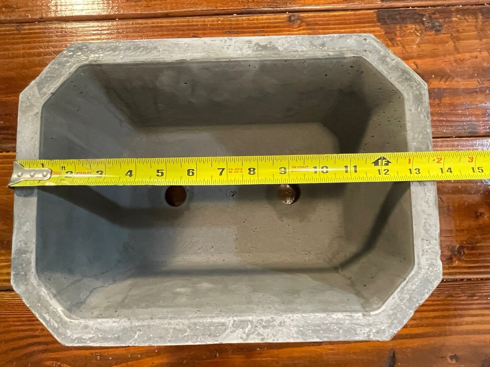 Large Rectangular Concrete Bonsai Pot 13.75” X 10” X 5.5” color “Charcoal”