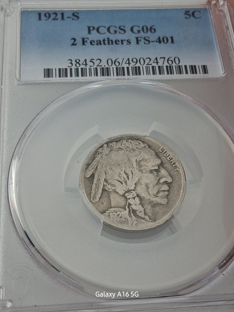 1921 S PCGS G06 2 FEATHERS FS 401