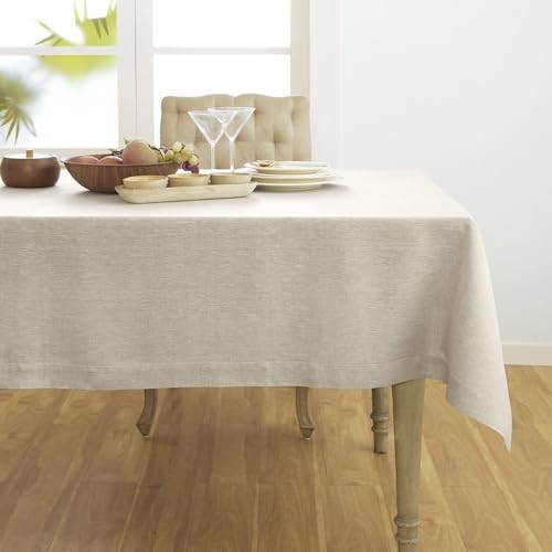 Linen Tablecloth 60 x 108 Inch - 100% 108" x 60" (Rectangular) Light Natural