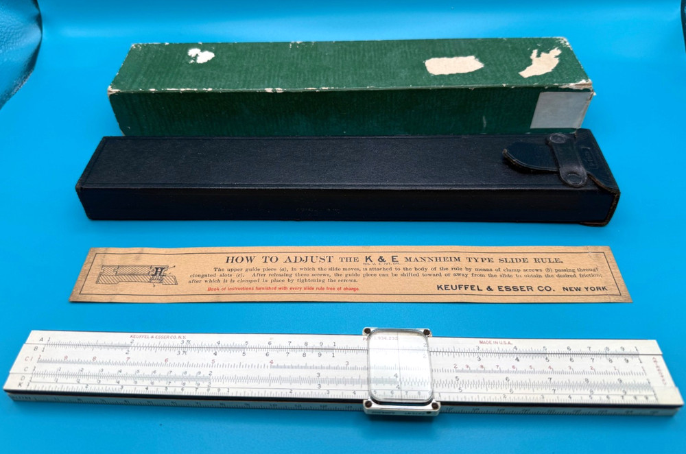 K&E N4053-3 Polyphase Slide Rule,  Black Case, Original Box