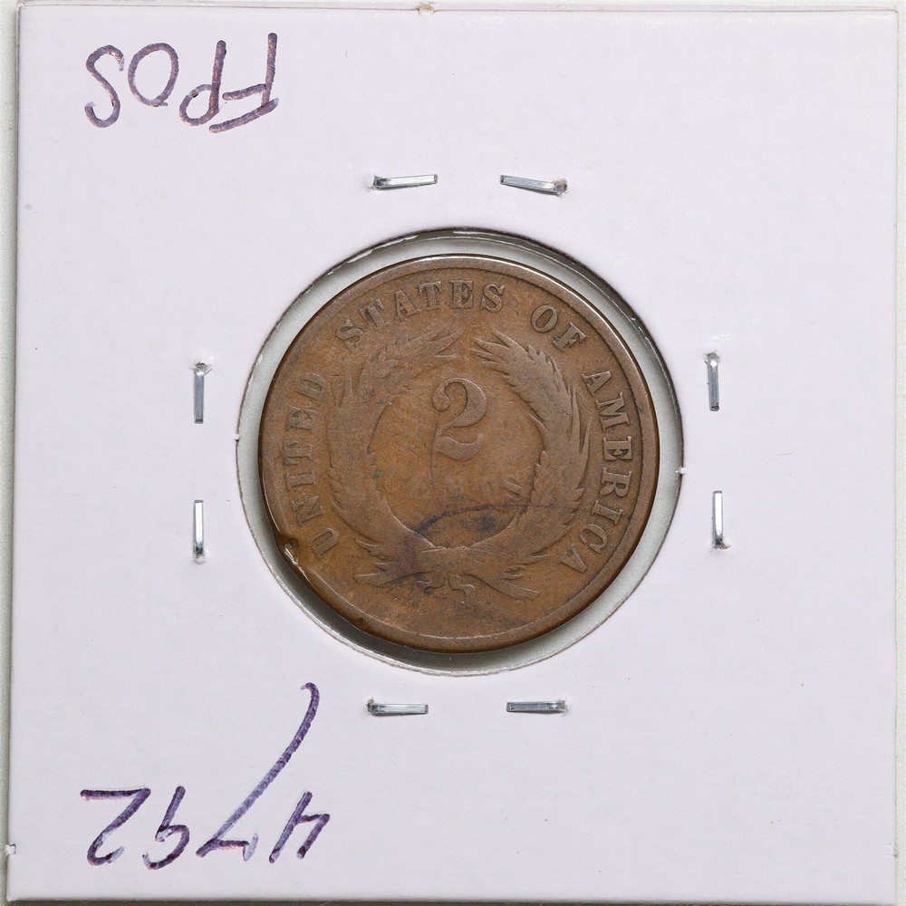 1870 2C Two Cent Piece with Good Detail Rim Damage #4792