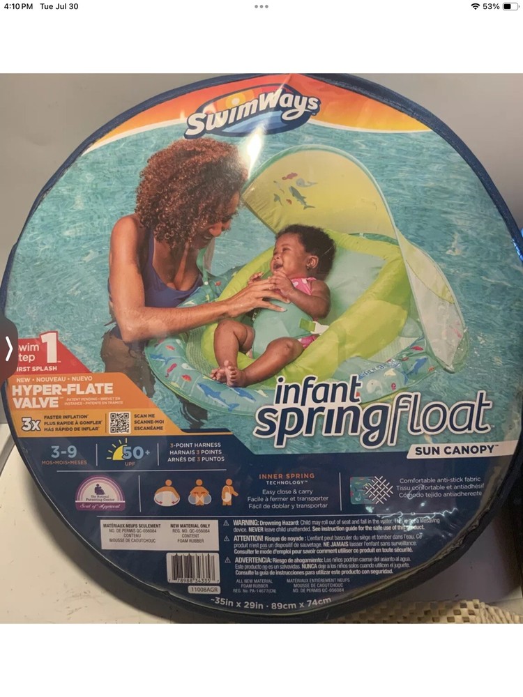 SWIMWAYS INFANT SPRINGFLOAT SUN CANOPY, STEP 1, 3-9months 🆕
