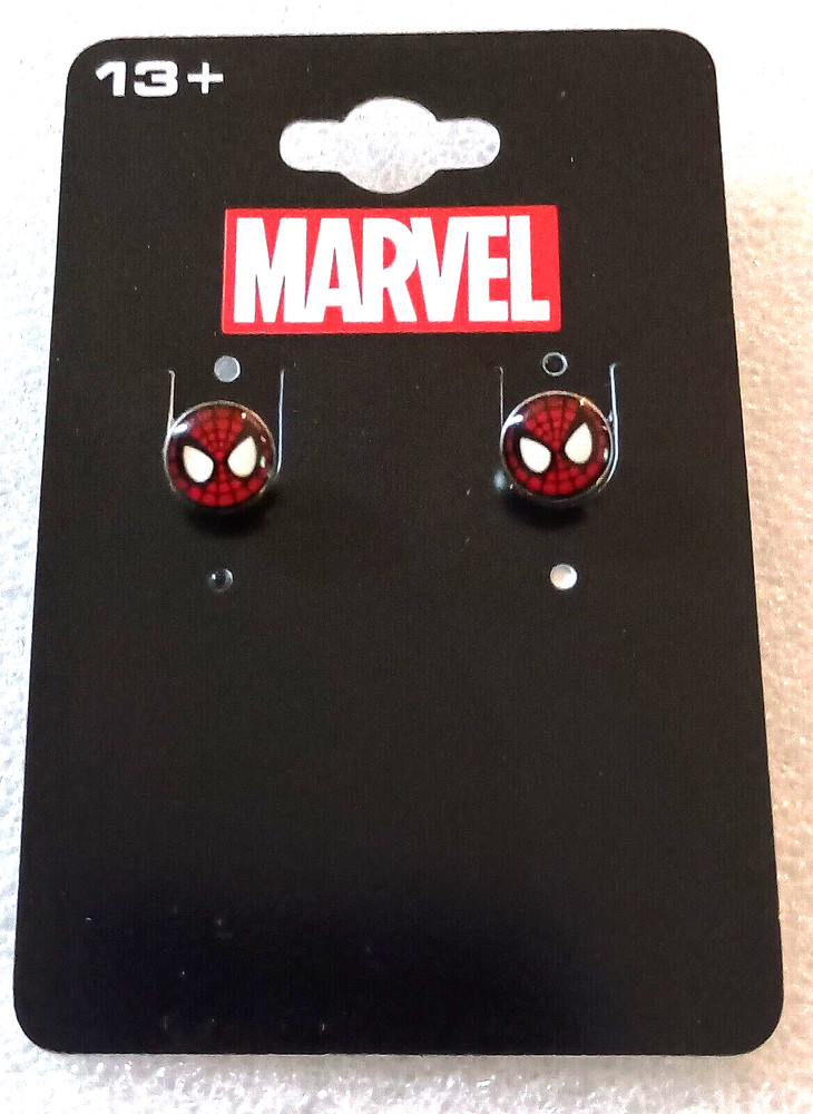 Marvel Comics Round Spider-Man Face Mask Post Stud Earrings New NOS MOC
