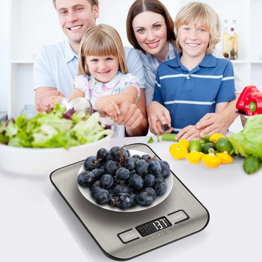 Precision Digital Kitchen Scale, 11 lb Capacity, Tare Function, Stainless Steel