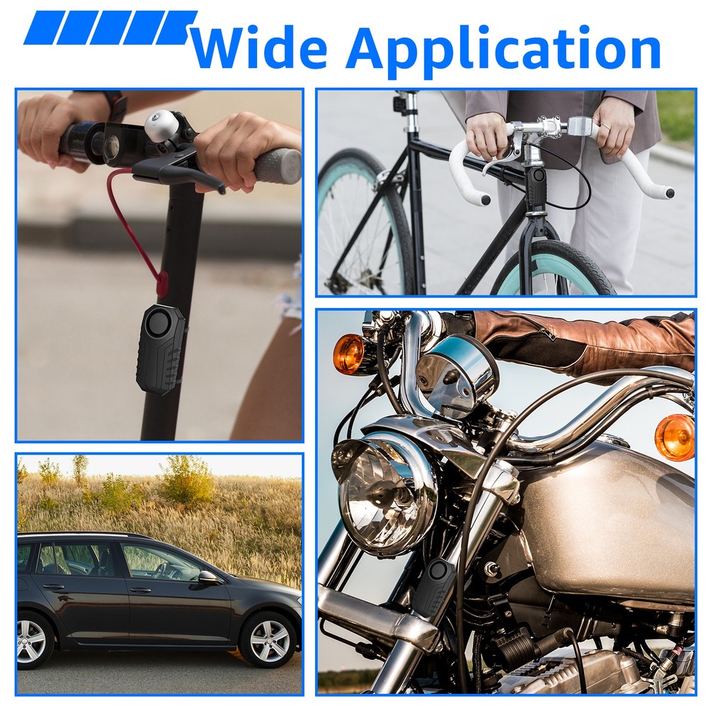 Wireless Remote Anti-Theft Alarm for Bikes 200ft Control Range Easy Installation