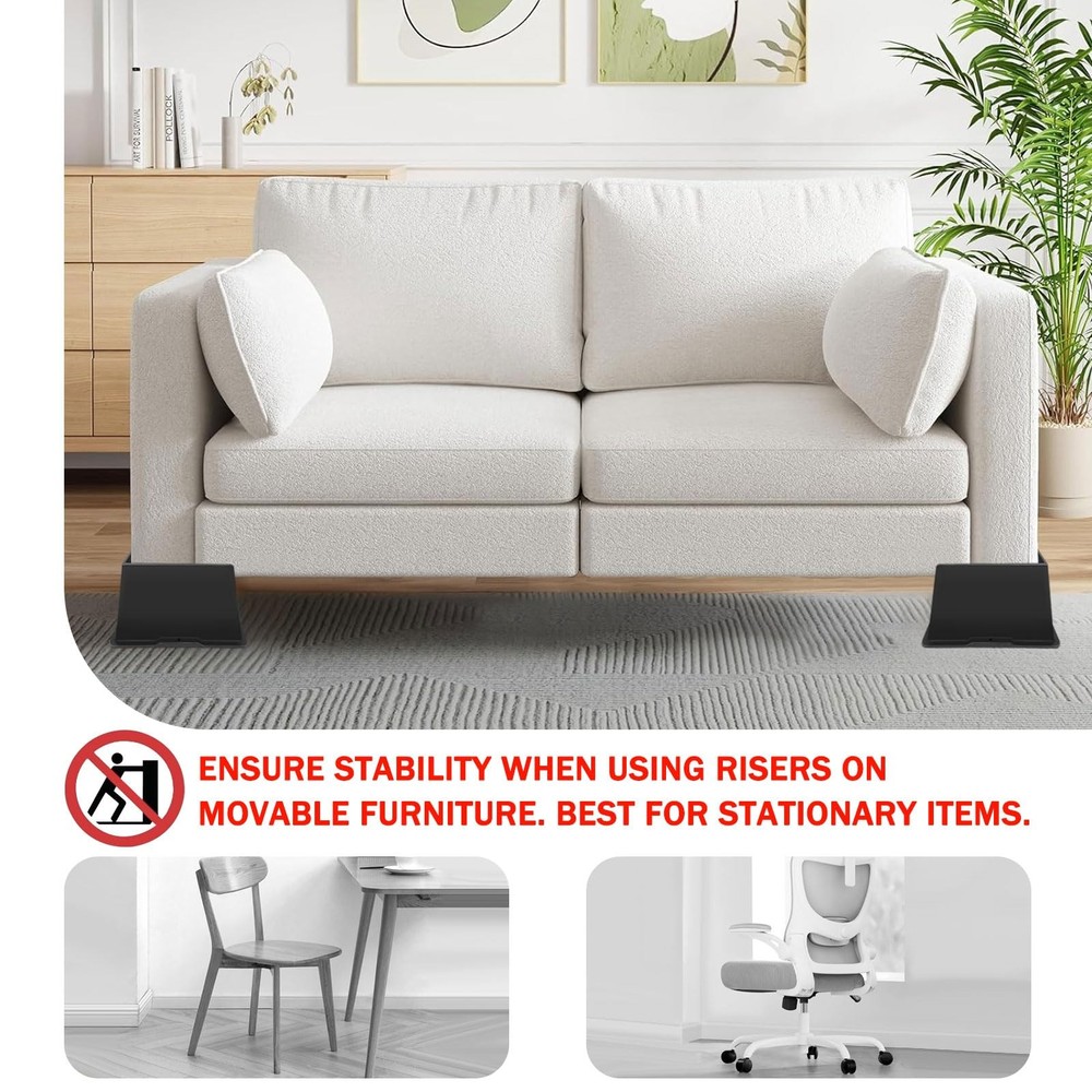 Bed Risers 6 Inch Heavy Duty,Oversized Couch Risers, Extra Wide Furniture Ris...