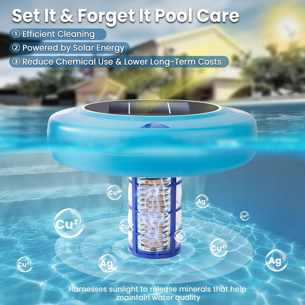 Solar Pool Ionizer – Durable Copper Anode & Oversized Solar Panel for Pools up t