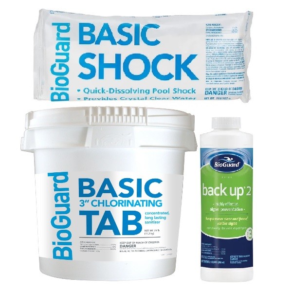 BioGuard Pool Chemicals Kit - 25 lbs Basic Tabs - 12 lbs Basic Shock - 2 Back...