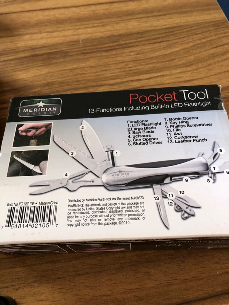 Pocket Tool 13 Function LED Flashlight Knife Screwdriver Camping Convenient NEW!