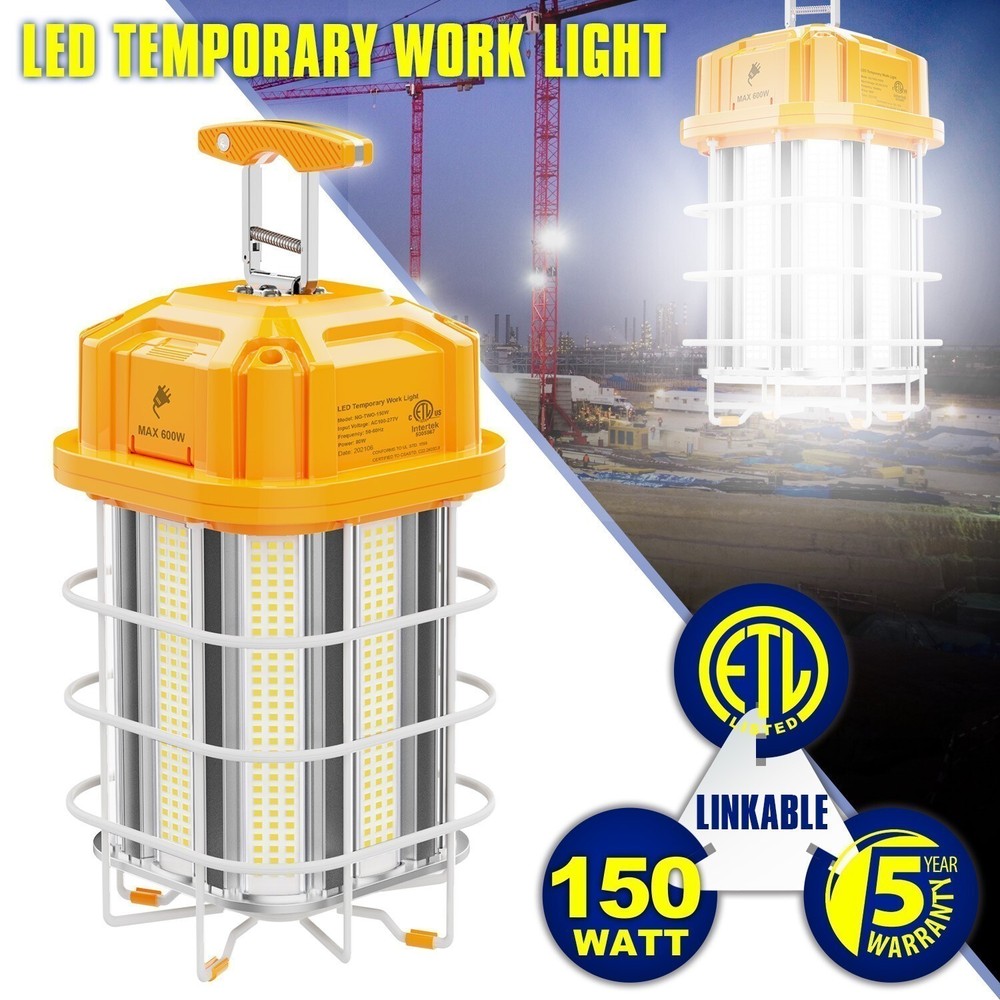 150W LED Temporary Work Light Linkable Construction High Bay Lamp 5000K -22500LM
