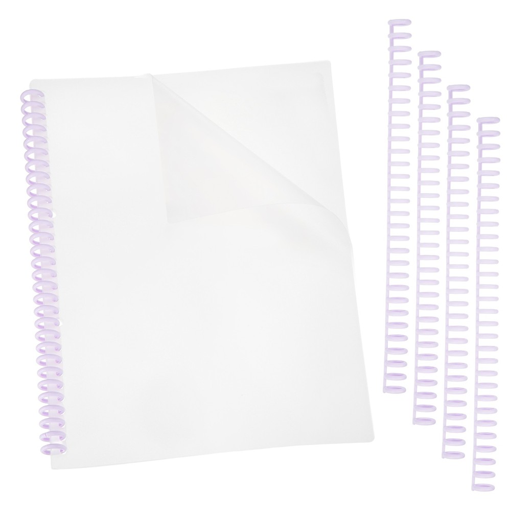 10Pcs Clear Presentation Binding Covers with 5Pcs 12mm Combs Kit, Purple