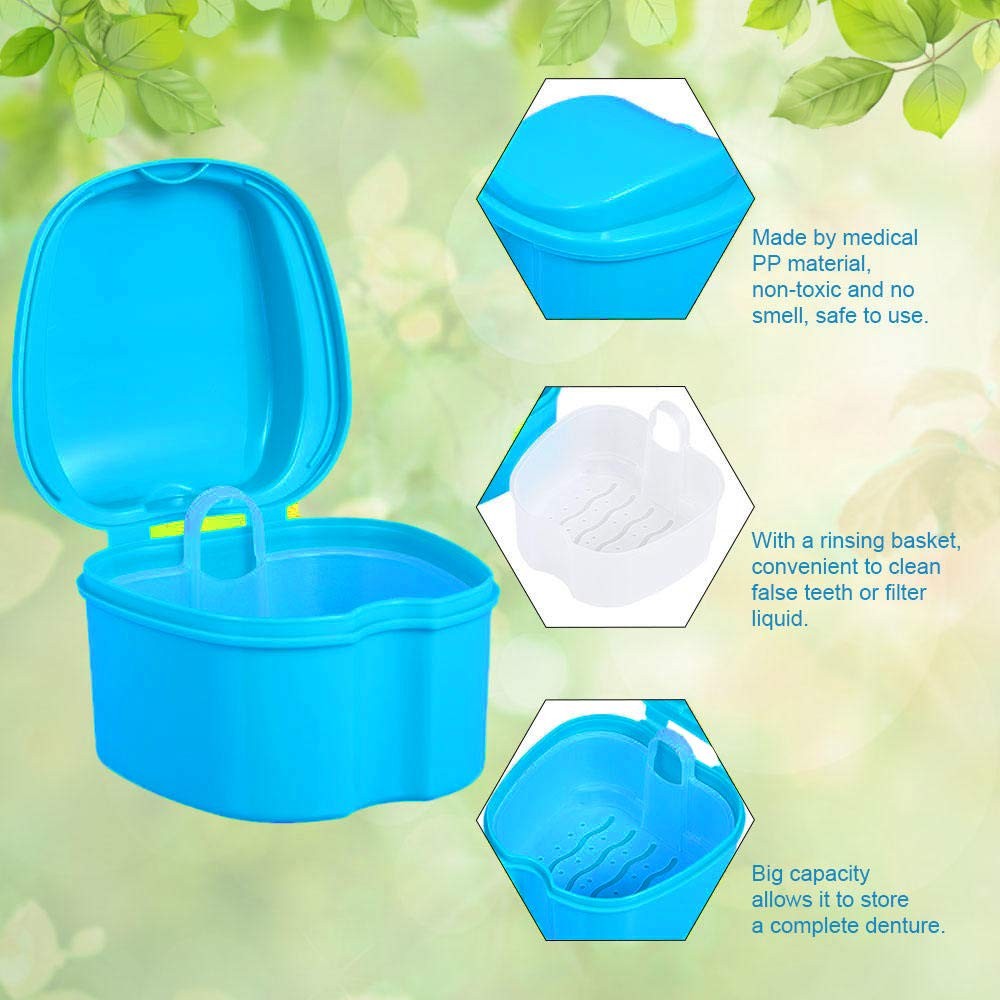 Denture Bath Box Retainer Case Navy Blue