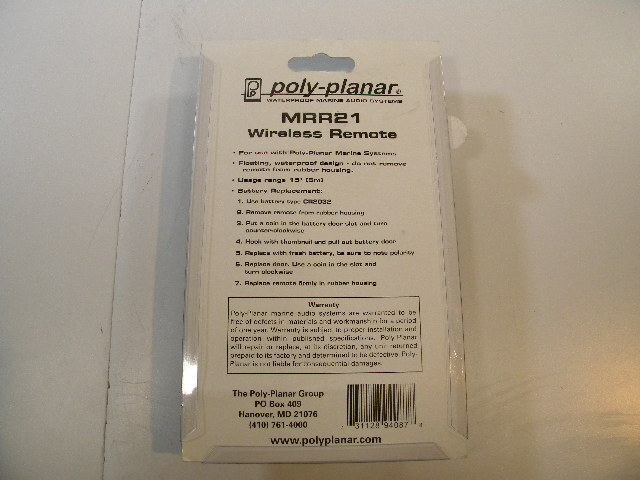 Poly-Planar MRR21 Waterproof Wireless Remote For Audio System NEW