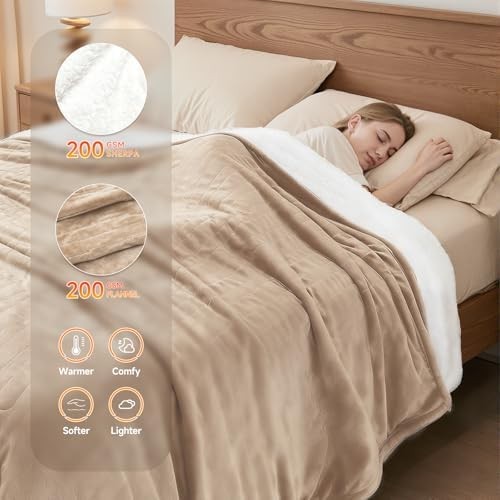 Queen Size Dual Control Electric Heated Flannel Blanket