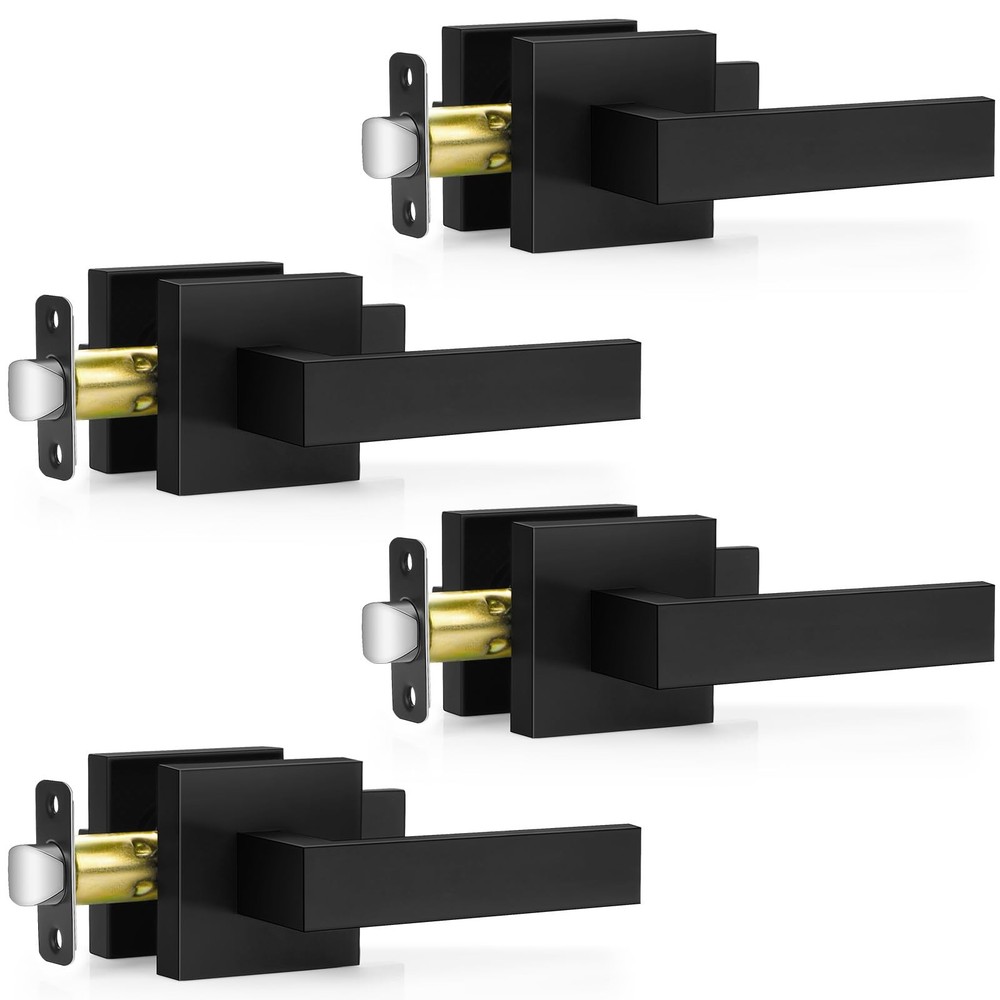 Plustool 4 Pack Black Door Handles Interior, Passage 4 Pack,