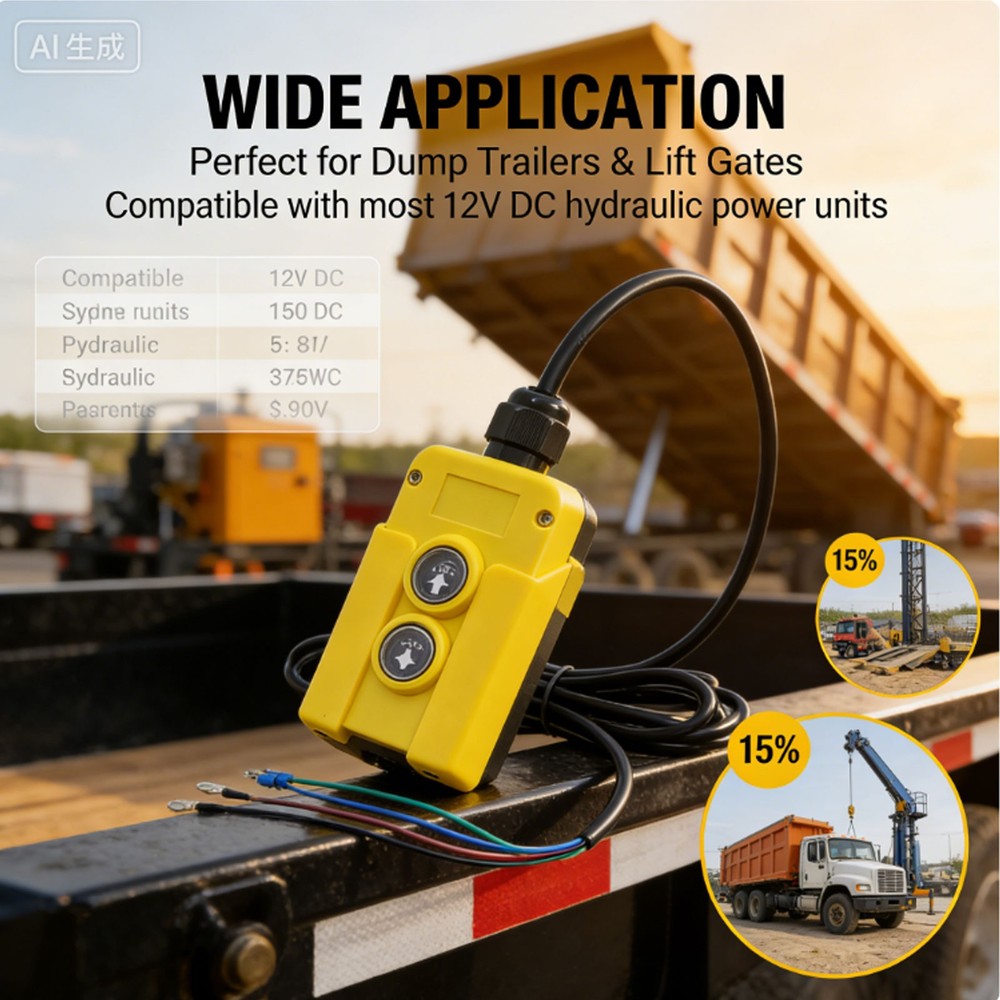 KTI Two Button Pendant Hydraulic Dump Trailer Controller - Power UP & DOWN