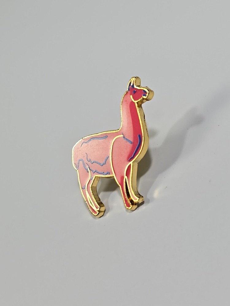 Pink Llama With Blue Lines Lapel Pin