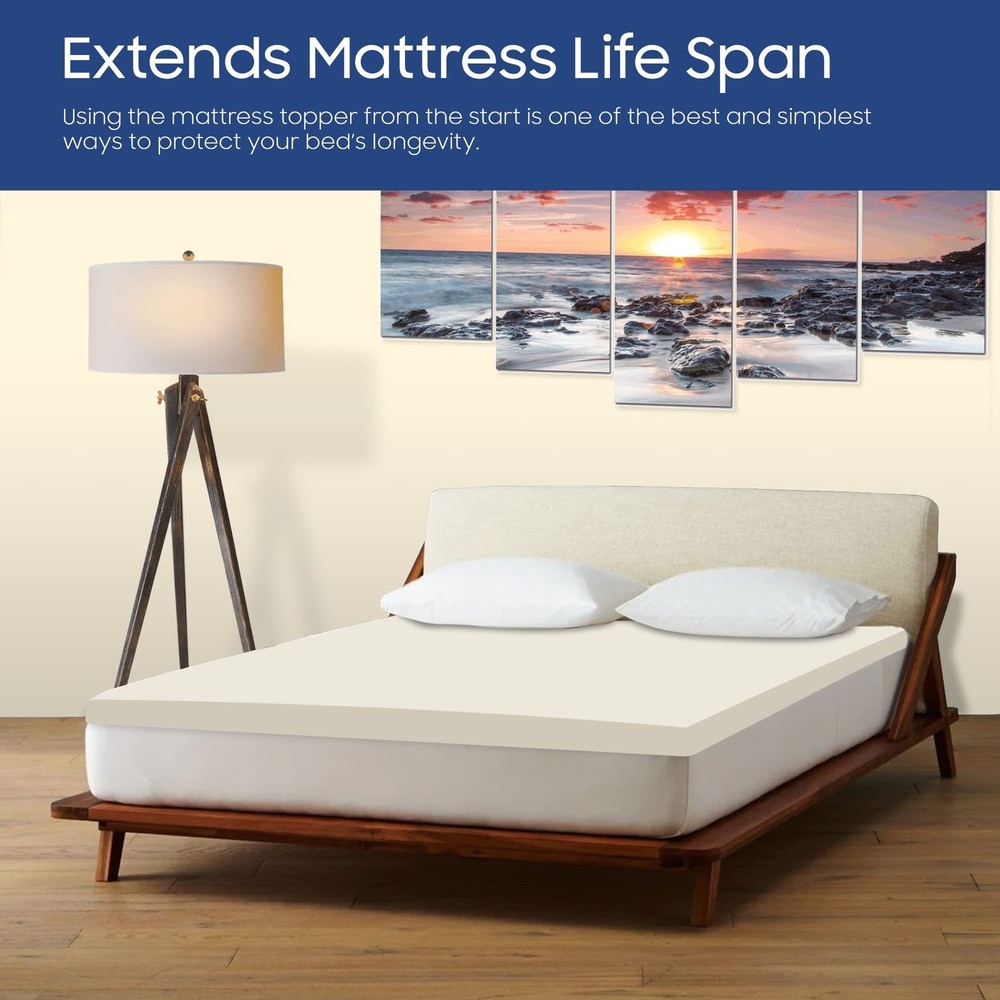 Spring Solution 2-Inch High Density Foam Topper,Adds Comfort to Mattress, Que...