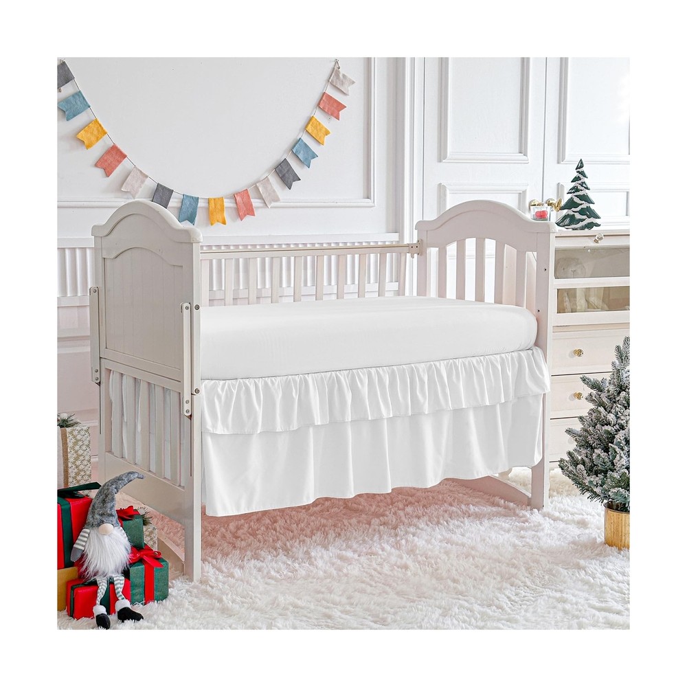 White Crib Bedding Set Tufted Dots Jacquard Baby Comforter with Fitted Sheet ...