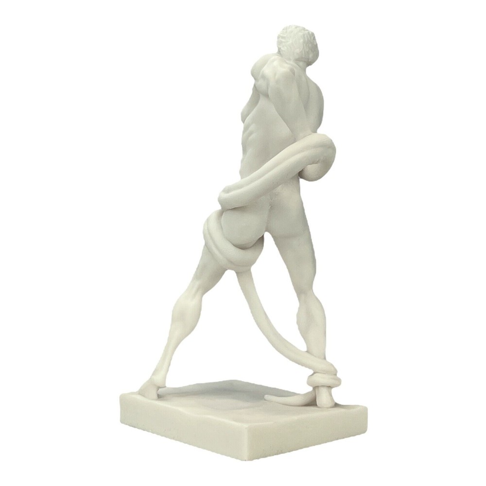 An Athlete Wrestling With A Python Man Snake Marble Statue Sculpture