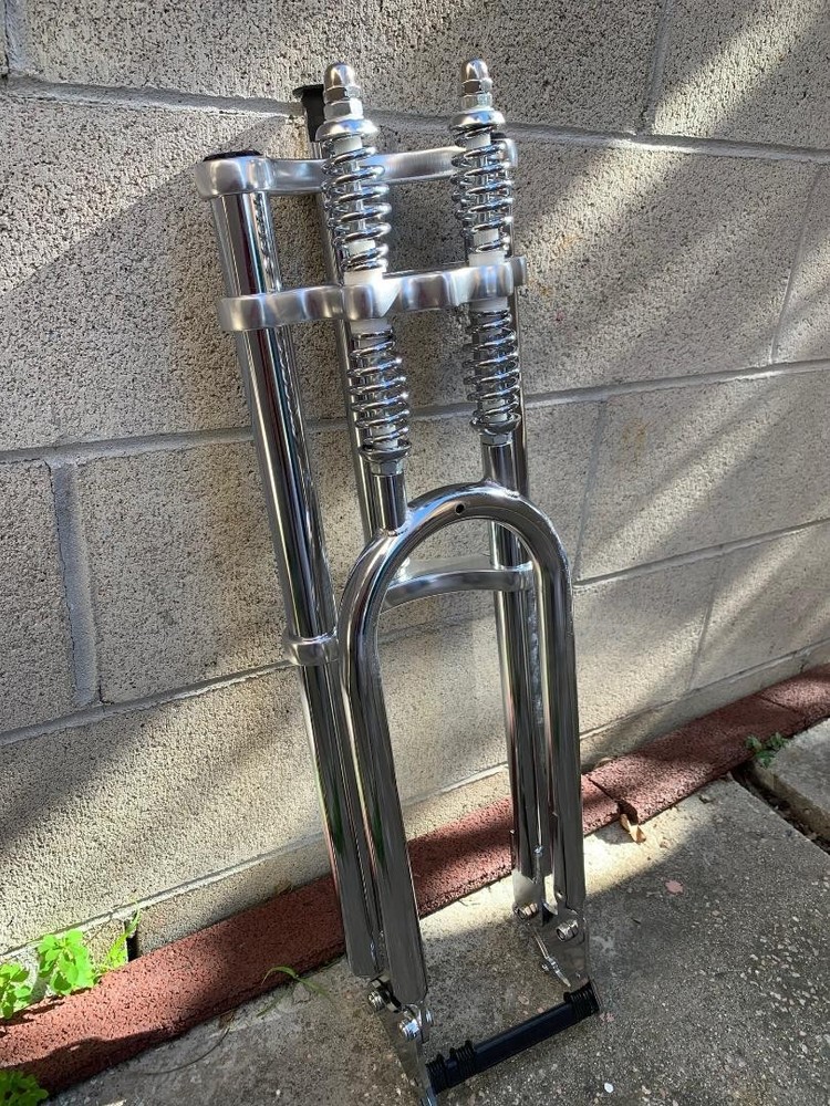HEAVY DUTY FAT 26'' DOUBLE SPRINGER TRIPLE FORK 1" Threadless Disc Mount CHROME